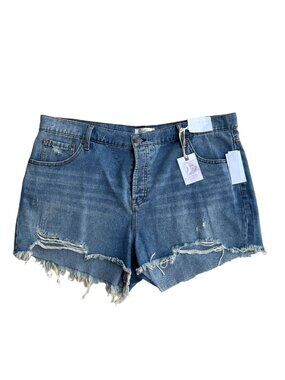 JESSICA SIMPSON Denim Distressed Hug Me Shorts 22 W NEW